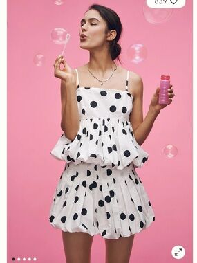 Maeve Anthropologie NWT Polka Dot Bubble Shorts 100% Cotton White/Black Size XS